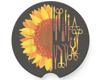 Sunflower Soapstone Car Coaster - Unique Auto Accessory, Perfect for Gifts, Home Decor, Summer Vibes, Road Trip Essentials