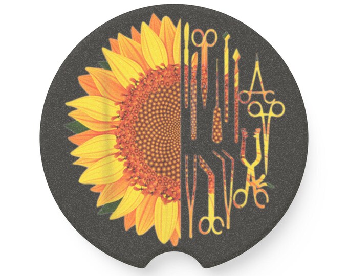 Sunflower Soapstone Car Coaster - Unique Auto Accessory, Perfect for Gifts, Home Decor, Summer Vibes, Road Trip Essentials