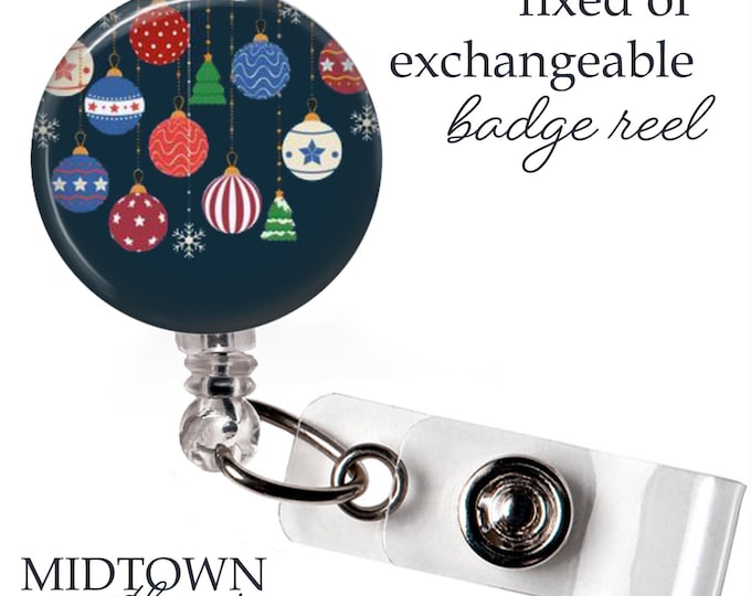Christmas Ornaments Badge Reel or Exchangeable Topper