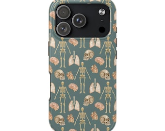 Skeleton Anatomy Tough Phone Cases, Skeletons Case, Medical Design Phone Cover, Halloween Gifts, Unique Phone Accessory