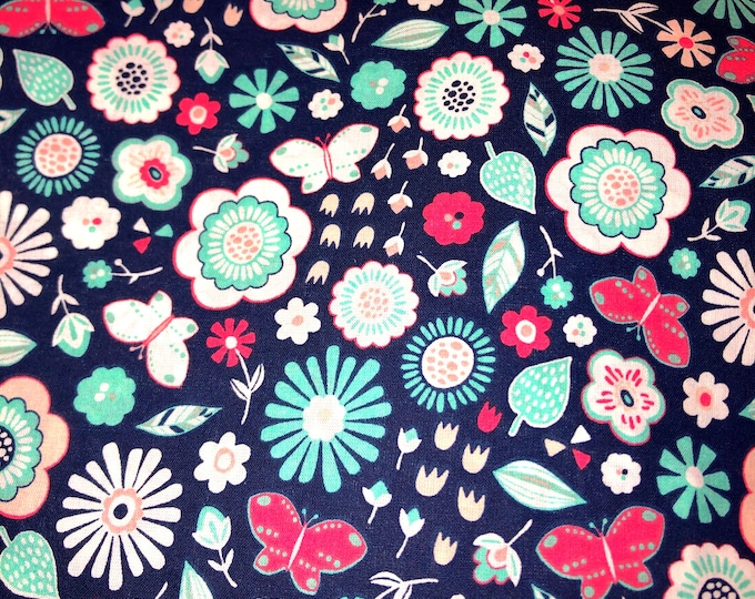 Pastel Floral on Navy Scrub Cap