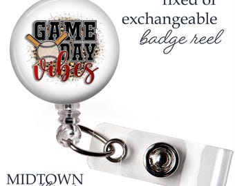 Game Day Vibes Badge Reel or Exchangeable Topper