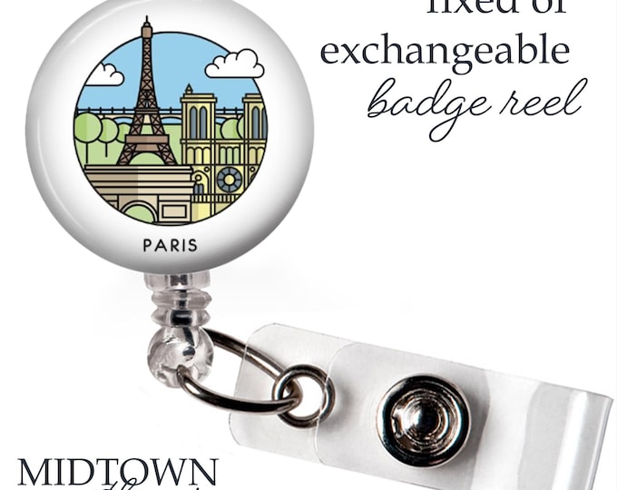 Paris Badge Reel or Exchangeable Topper