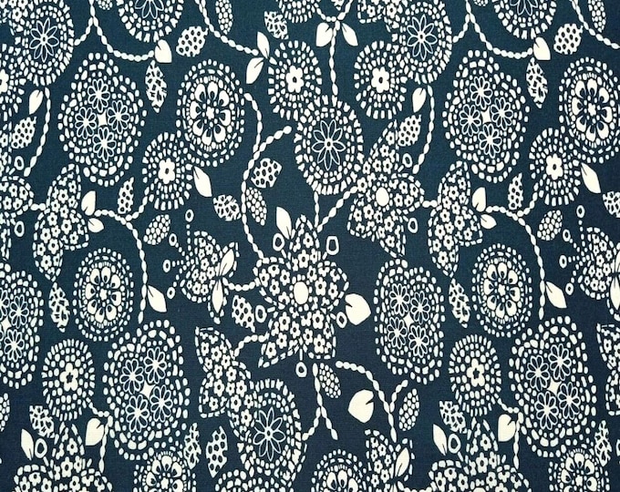 Cream Floral on Dark Green Scrub Cap