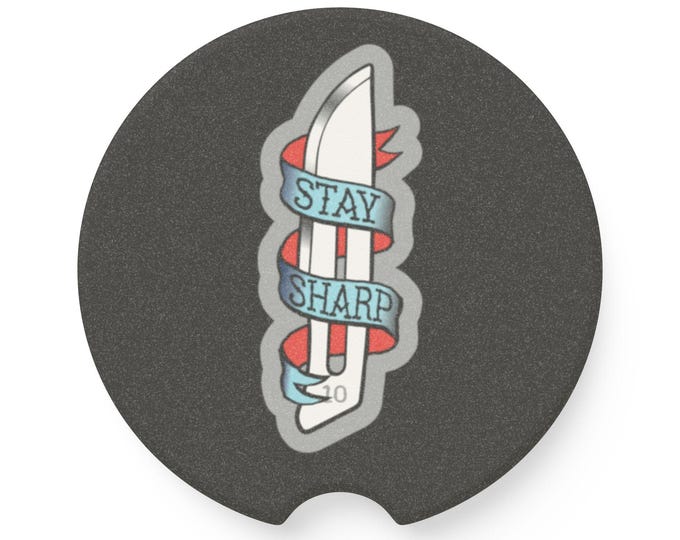 Stay Sharp Soapstone Car Coaster | Vintage Car Gift, Unique Home Decor, Stay Sharp Coaster, Car Accessories, Kitchen Decor