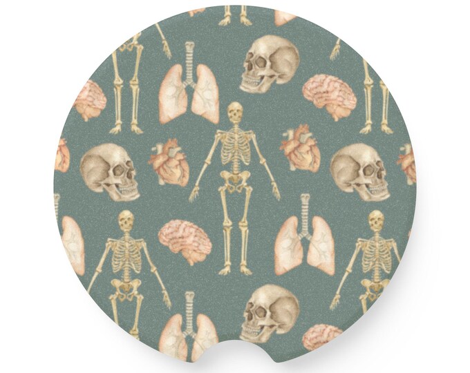 Skull and Bone Car Coaster, Unique Car Accessories, Halloween Gift, Home Decor, Skeleton Design, Car Interior Decor