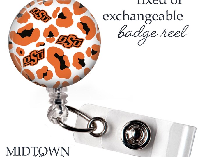 Oklahoma State Cheetah Badge Reel or Exchangeable Topper