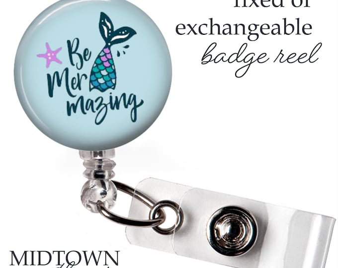 Be Mermazing Holographic Badge Reel or Exchangeable Topper