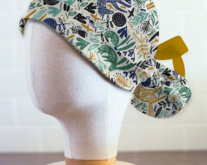 Womens Animal Floral Ponytail Scrub Cap
