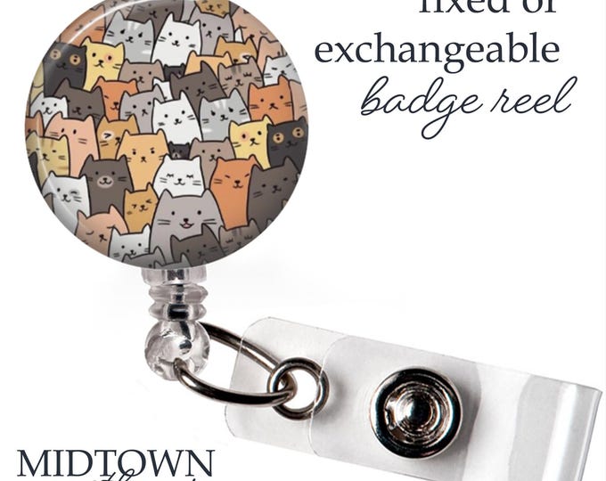 Cats Badge Reel or Exchangeable Topper