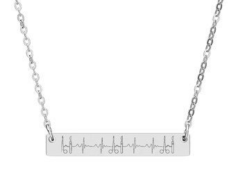 Surgery Horizontal Bar Necklace | Engraved Jewelry Gift for Her, Minimalist Jewelry, Graduation Gift