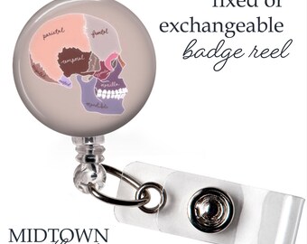 Labeled Skull Badge Reel or Exchangeable Topper