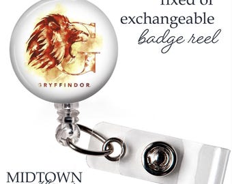 Gryffindor Watercolor Badge Reel or Exchangeable Topper