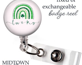 Lucky Rainbow Badge Reel or Exchangeable Topper