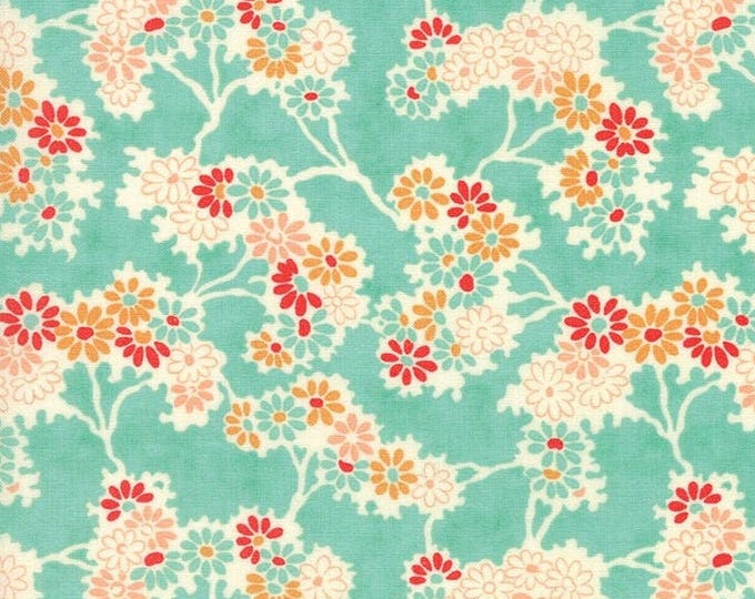 SPR - Orange Flowers on Mint Scrub Cap