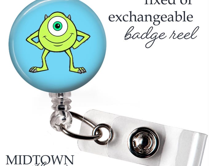 Mike Wazowski Badge Reel or Exchangeable Topper