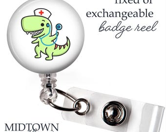 Dinosaur Nurse Badge Reel or Exchangeable Topper