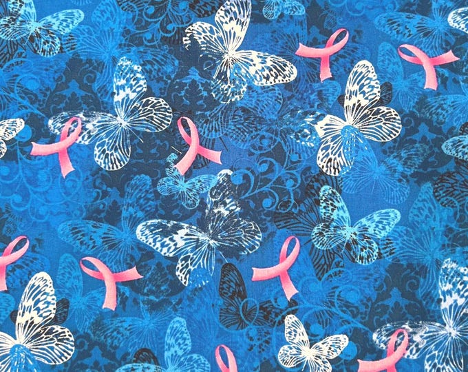 Breast Cancer Ribbons and Butterflies Scrub Cap