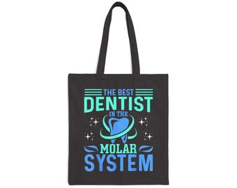 Dental Tote Bag, Best Dentist Gift, Molar System Canvas Bag, Eco-Friendly Grocery Tote, Funny Dental Accessories