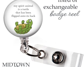 Turtle Spirit Animal Badge Reel or Exchangeable Topper
