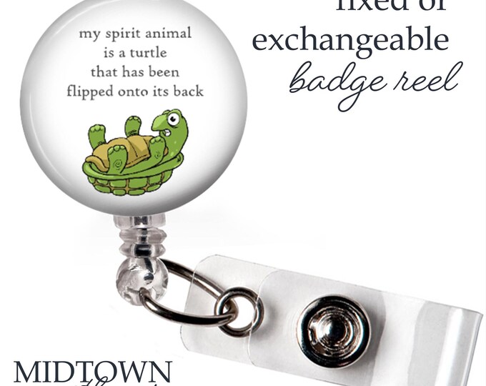 Turtle Spirit Animal Badge Reel or Exchangeable Topper