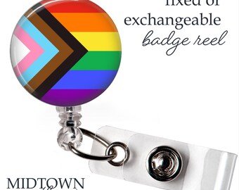Pride Flag Badge Reel or Exchangeable Topper