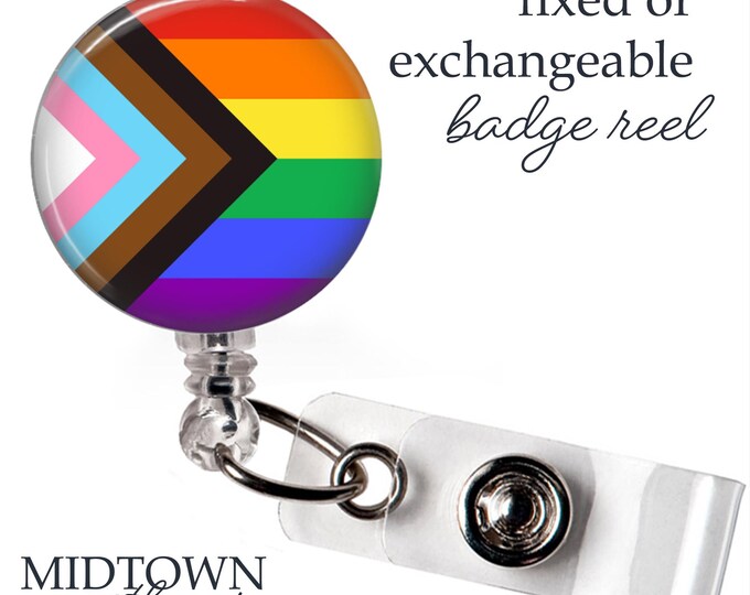 Pride Flag Badge Reel or Exchangeable Topper
