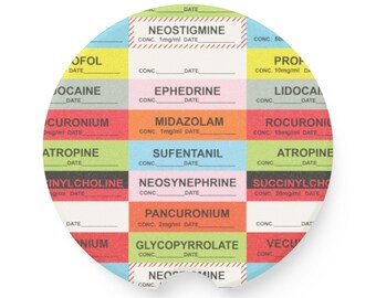 Colorful Medication Labels Car Coaster, Personalized Gift for Nurses, Medical Professionals, Car Accessories, Unique Car Gadgets, [...]