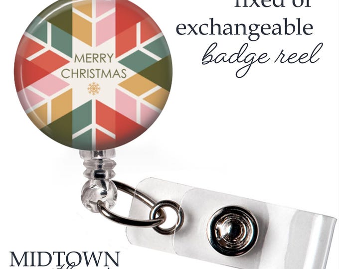 Merry Christmas Snowflake Badge Reel or Exchangeable Topper