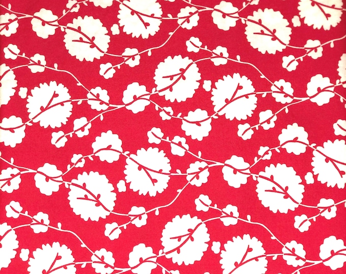 White Floral on Red Scrub Cap