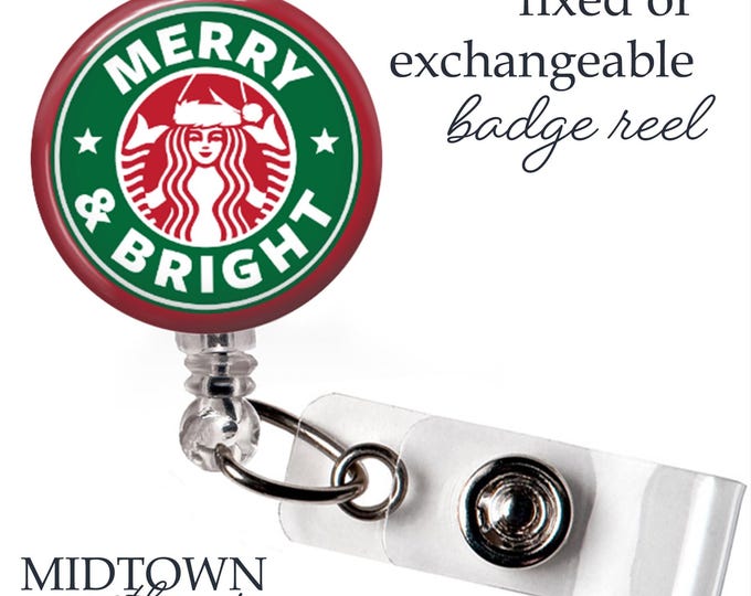 Merry & Bright Badge Reel or Exchangeable Topper