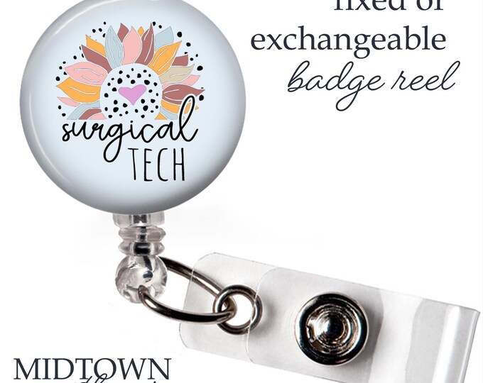 Surgical Tech Sunflower Badge Reel or Exchangeable Topper