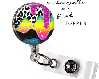 PAT - Bright Paint Drips Badge Reel or Exchangeable Button