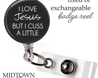 I Love Jesus Badge Reel or Exchangeable Topper