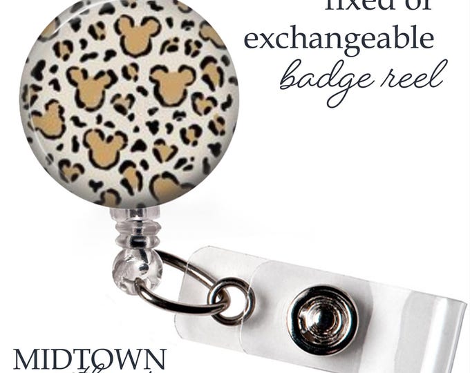 Mickey Cheetah Badge Reel or Exchangeable Topper
