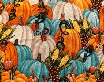 AUT - Teal, Orange, & White Pumpkins Scrub Cap