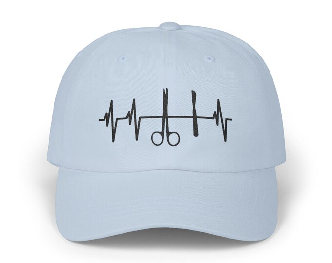 Heartbeat Scissors Classic Dad Cap | Stylish Hat for Healthcare Workers, Perfect Gift for Nurses, Doctors, and Everyday Wear