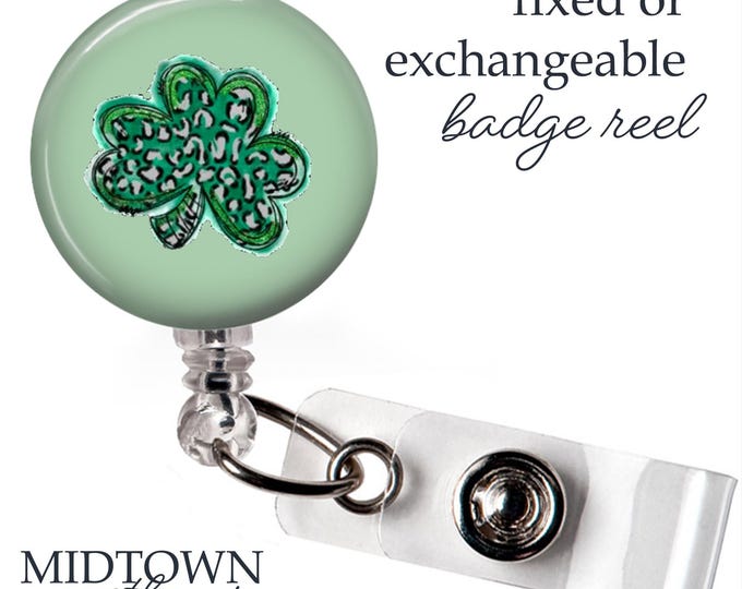 Cheetah Shamrock Badge Reel or Exchangeable Topper