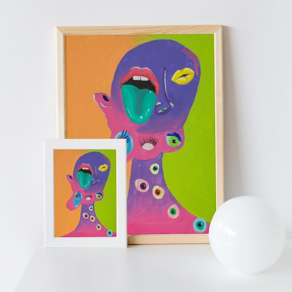 Abstract Face Picasso Style Art Print | Abstract Expressionism Surrealism Art | Psychedelic Artwork | Expressionist Modernist Abstract Art