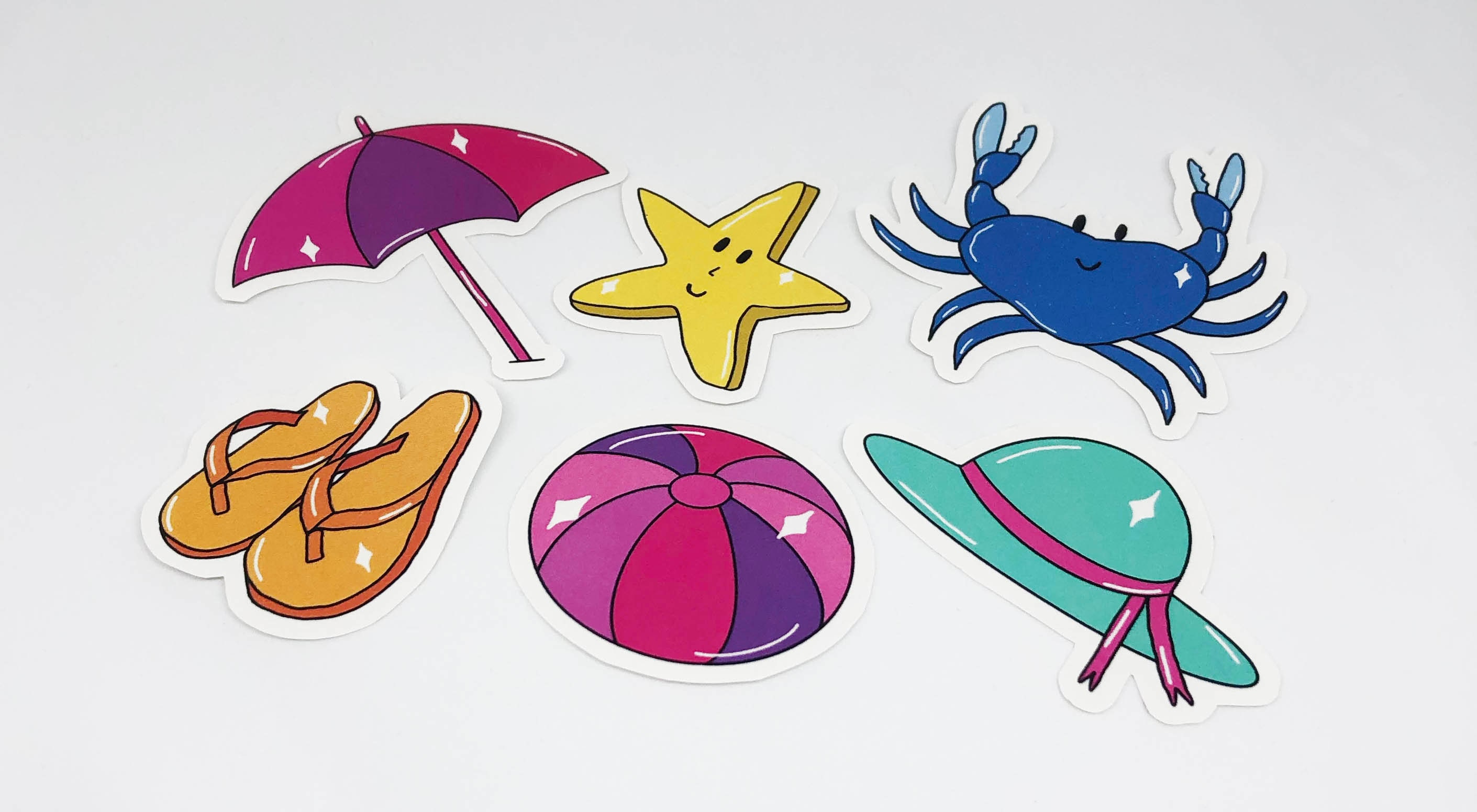 Beach Sticker Pack 2 size Sticker Pack Colourful Etsy