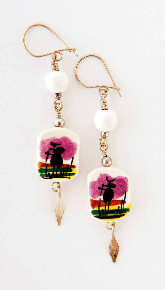 large hand made Mexico dangly moving hearts 3d wire heart earrings Heart earrings M2013 fairtrade.