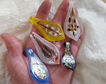 Glass pendant teardrop venetian style glass work Buy one get one Free special offer necklace mixed colours hand made India fair trade