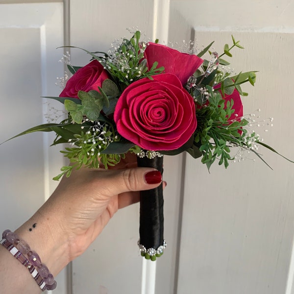 Prom Bouquet, Custom Color Flowers & Stem Ribbon Wrap, Bridal Bouquet *Message for Rush Request