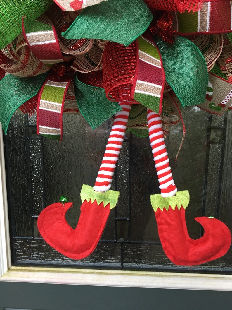 Elf Wreath,Elf Surveillance Wreath,Christmas Deco Mesh Wreath,Elf Legs,Naughty Or Nice Wreath,Whimsical Wreath,Christmas Elf Decorations