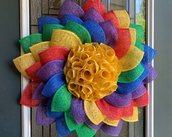 Pride Wreath, Rainbow Sunflower Wreath