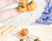 Halloween Pumpkin Earrings Thanksgiving Pumpkin Jewelry Fall Harvest Jewelry Rustic Fairytale Orange Pumpkin Earrings Autumn Fall