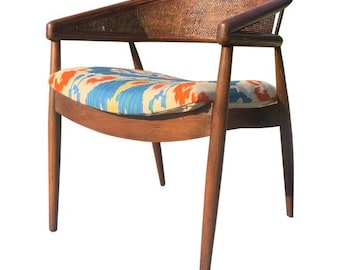 Mid Century Cane and Bent wood lounge chair restored Chairmasters Thonet James Mont