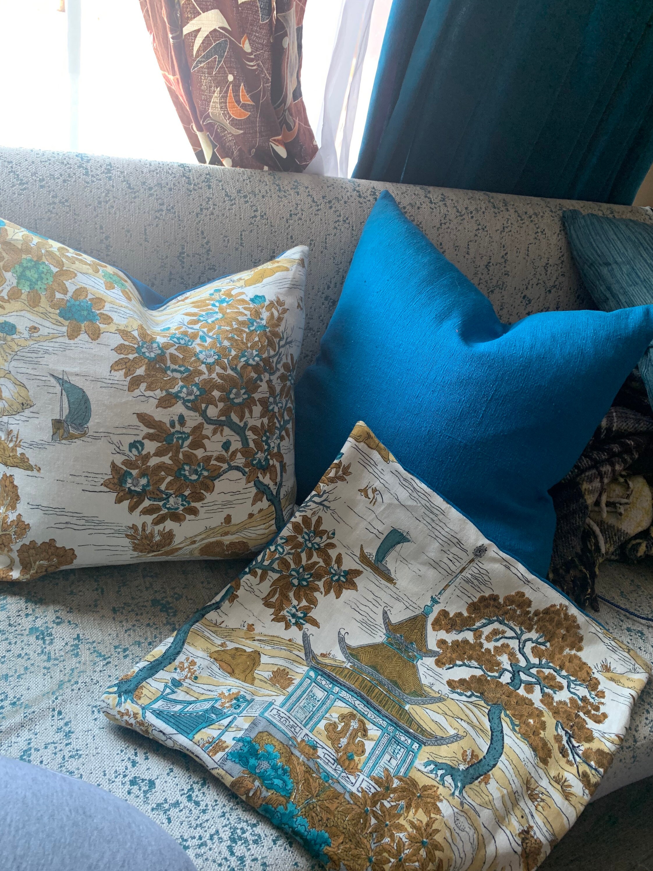 Pair of Custom Made Knife Edge Pillow Covers in Vintage Etsy