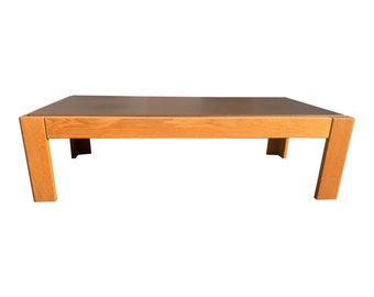 Knoll Jim Eldon oak and leather coffee table