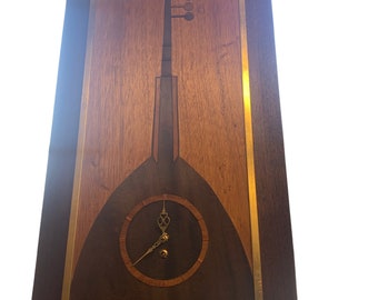House of Ran Su inlay wood guitar clock wall art Musician